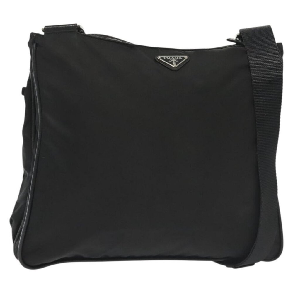 Authentic PRADA Shoulder Bag Nylon Black Silver
